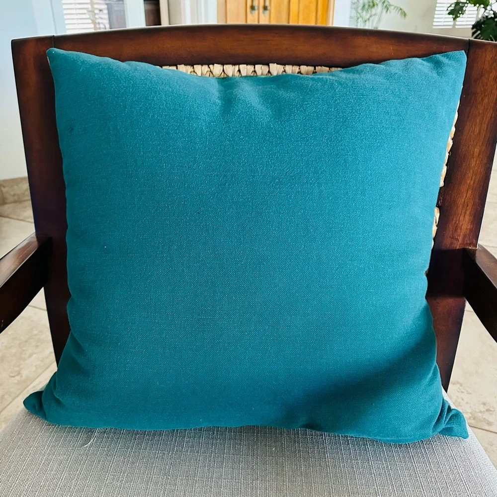 NWOT Tropical Beachy Palm Print Decorative Pillow - Green, Blue and Teal Colors